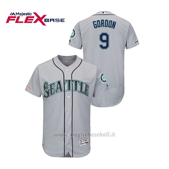 Maglia Baseball Uomo Seattle Mariners Dee Gordon 150th Aniversario Patch Autentico Flex Base Grigio